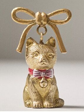 Anthropologie Gold Brass Cat Candle Snuffer